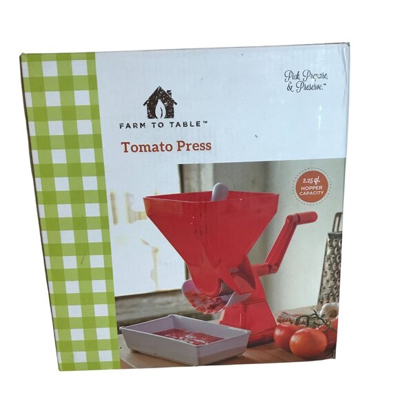 Farm To Table Tomato Press With 2.25 Qt Hopper Capacity Red - Picture 1 of 6